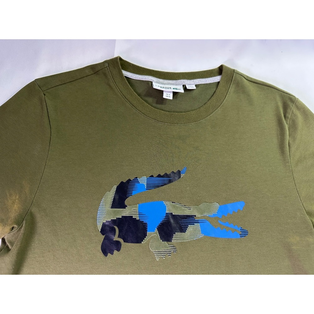 Lacoste Sport Men's Green Camo Crocodile Logo T Shirt‎ US M